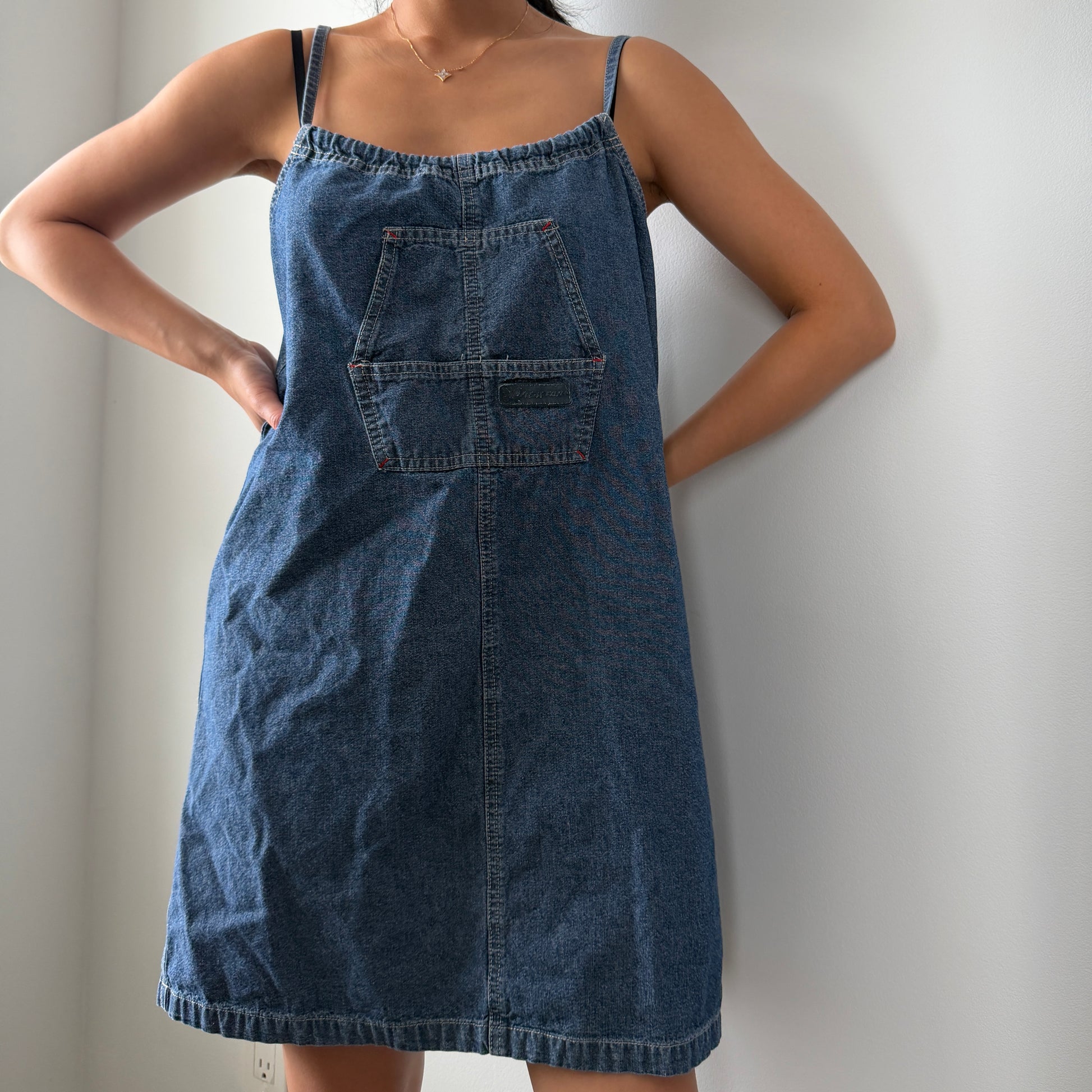 90s Reactor+ Blue Denim Pinafore Dress