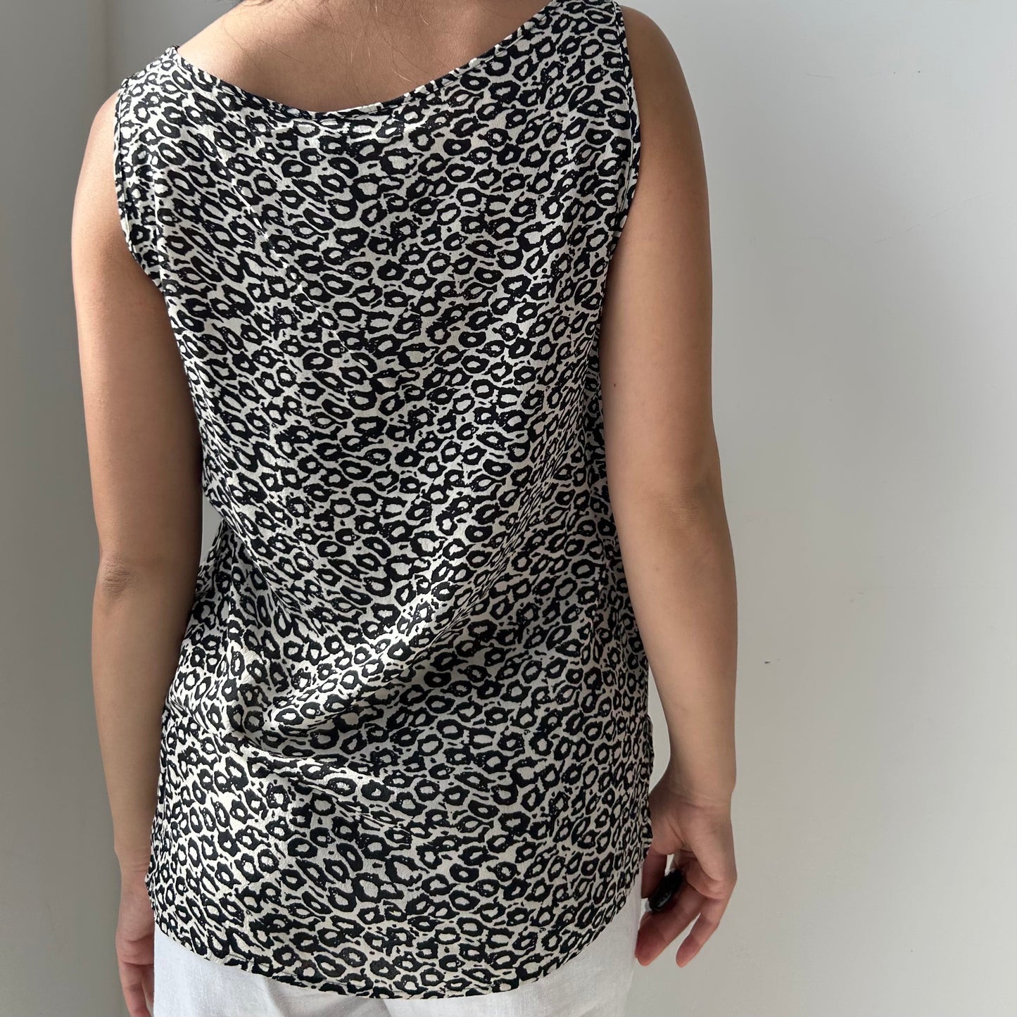 Vintage 1980s Anne Klein Leopard Print Silk Tank - Medium