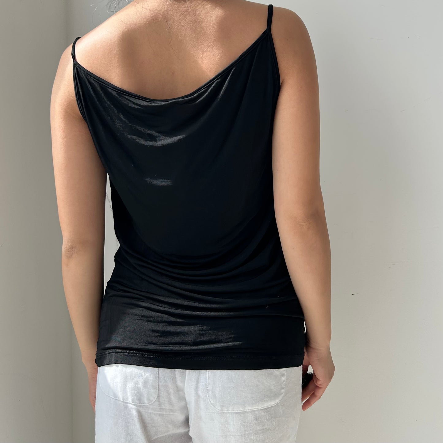 Seventy Black Ruched High Neck Tank - Large