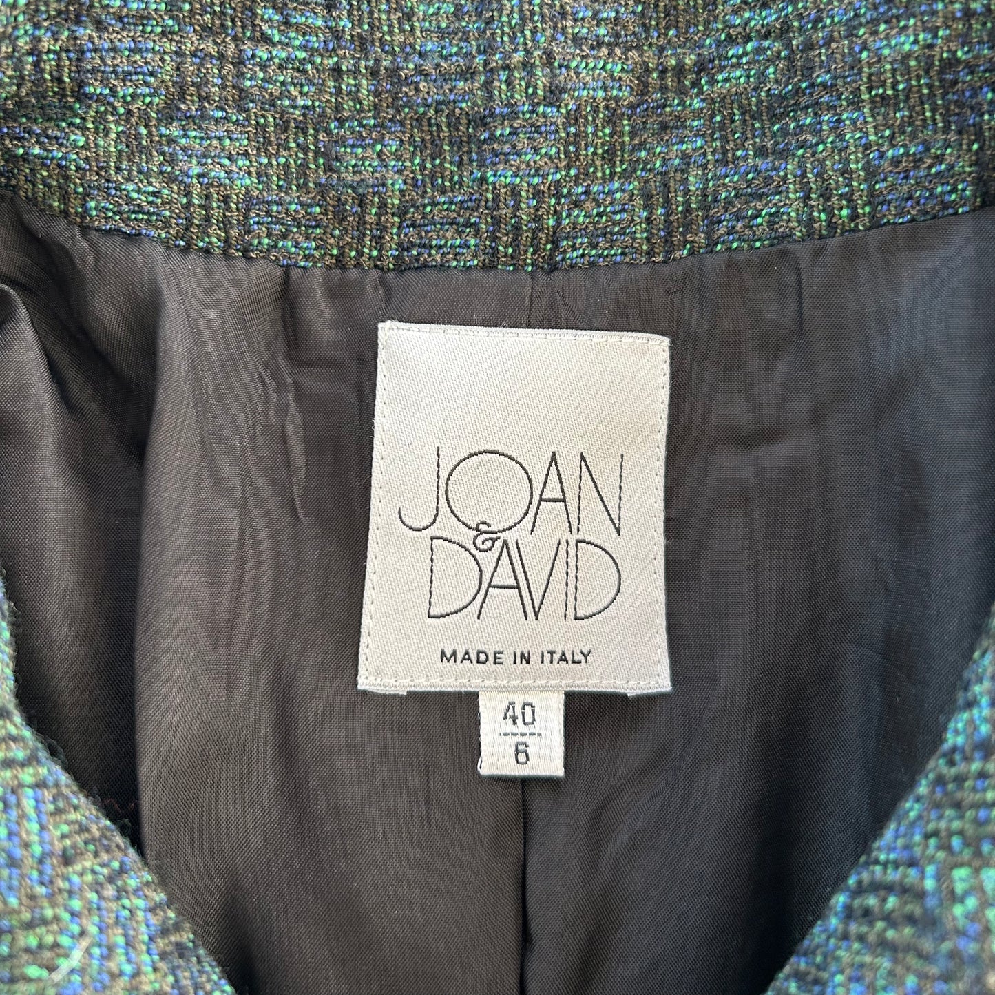 Vintage 1980s Joan & David Emerald Green Tweed Jacket - Medium