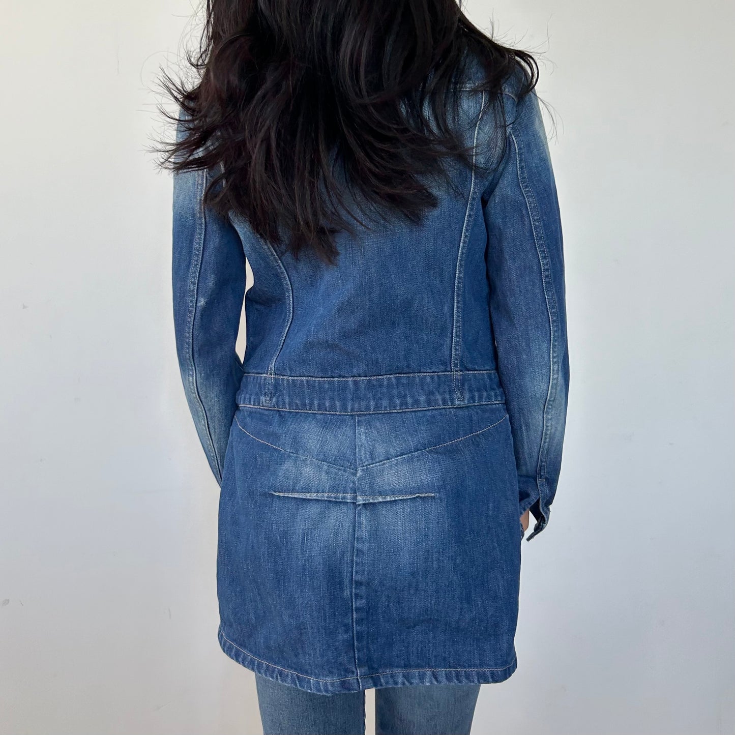 Diesel Blue Long Denim Jacket - Medium