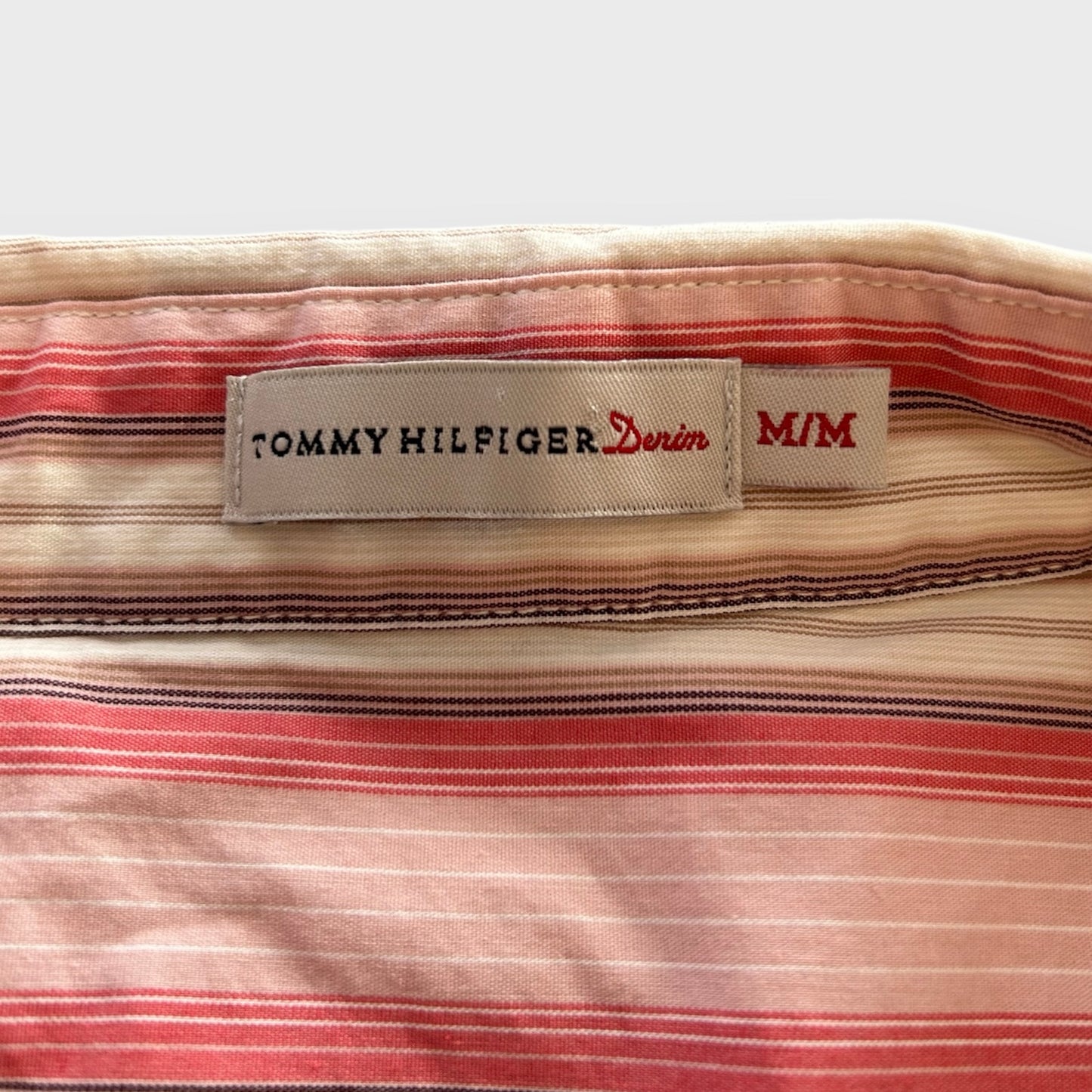 Vintage 90s Made in Canada Tommy Hilfiger Pink Striped Shirt - Medium