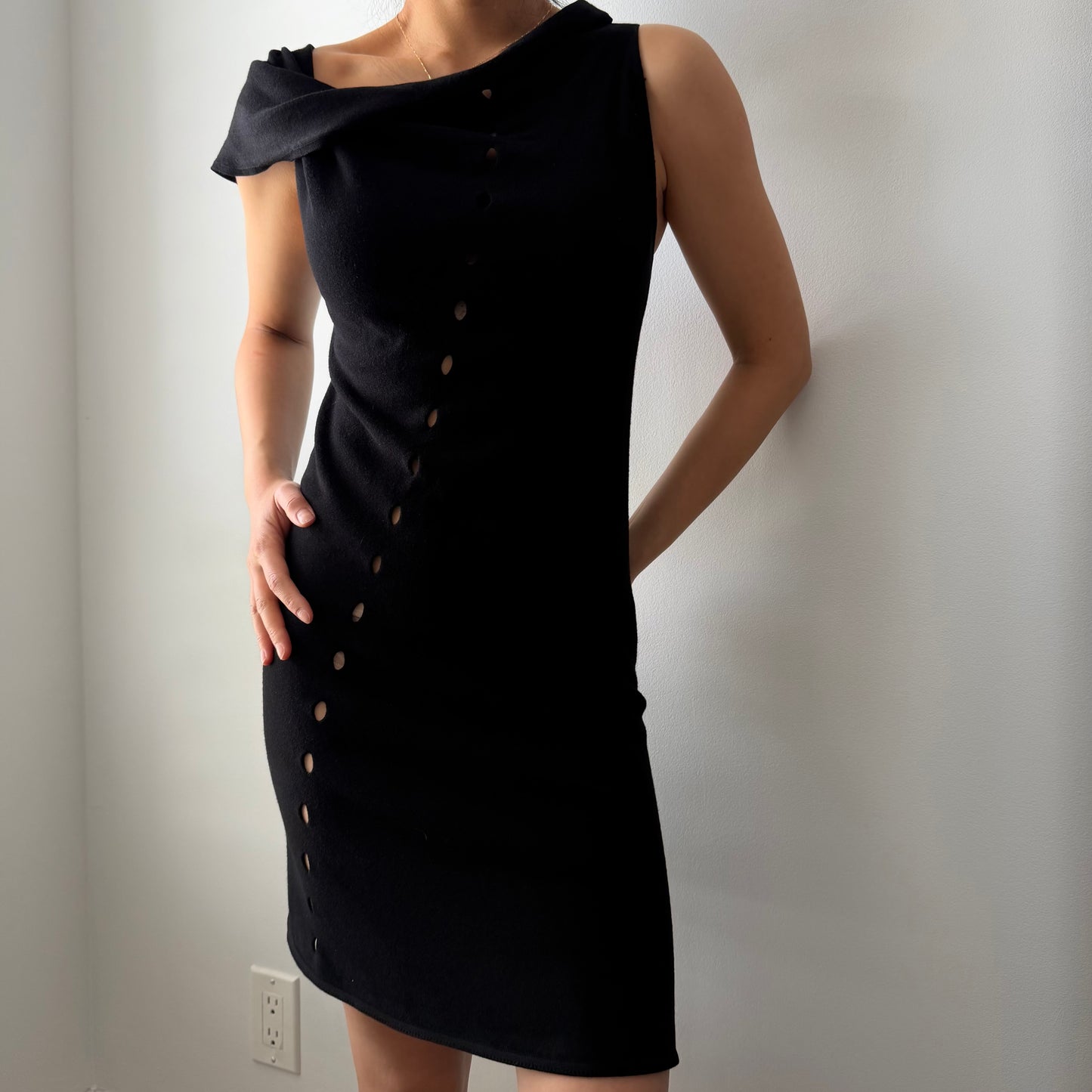 Sarah Pacini Black Cutout Mini Dress - Medium