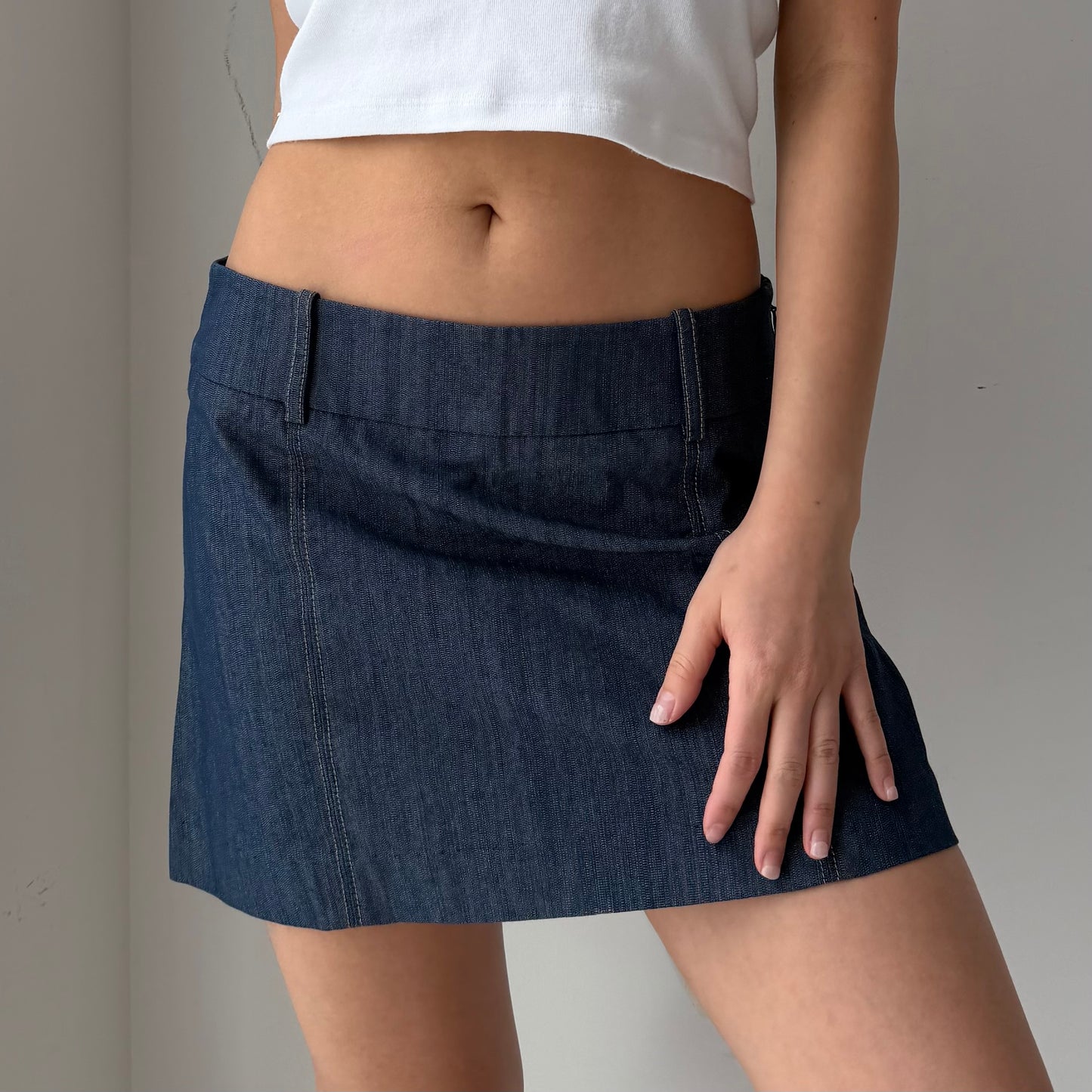 1990s Made in USA Guess Collection Low-Rise Panelled Denim Mini Skirt - Medium