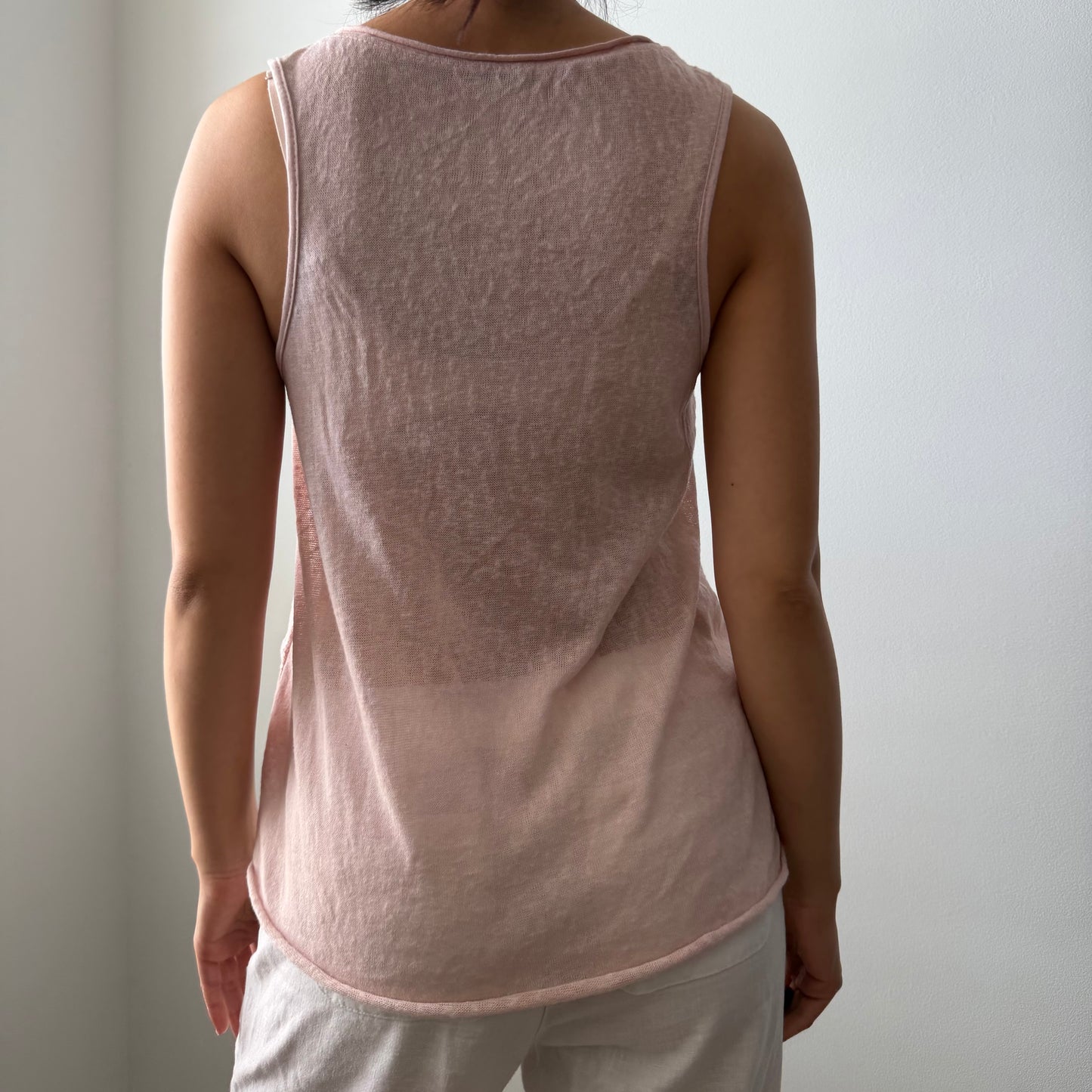 Made in Italy Pink Linen Blend Sequin Tank - Small