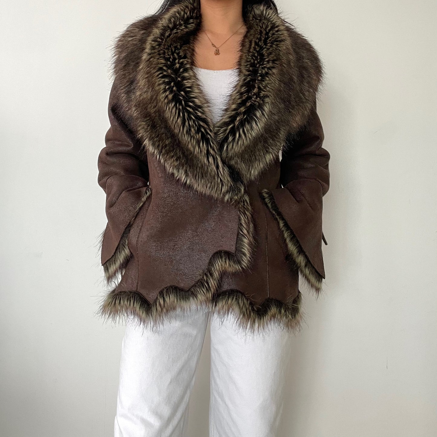 Novelti for Laura Petites Brown Afghan Jacket - Small