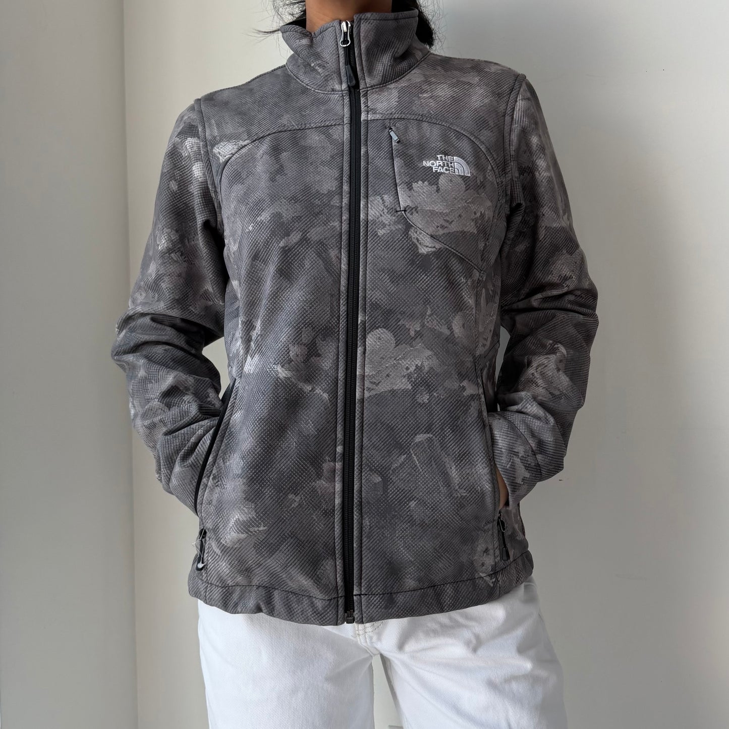 The North Face Grey Camo Apex Bionic Zip Jacket - Small