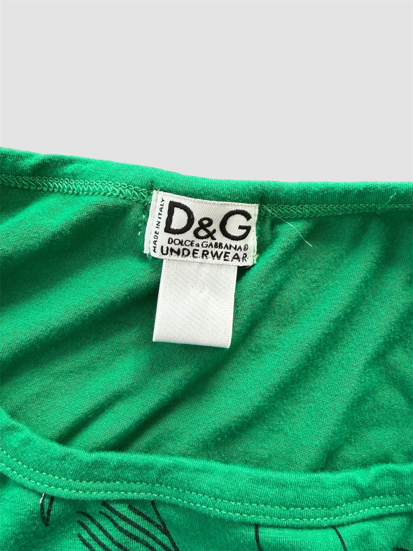 Early 2000s Dolce & Gabbana Green Long Sleeve Graphic Tee - X-Small