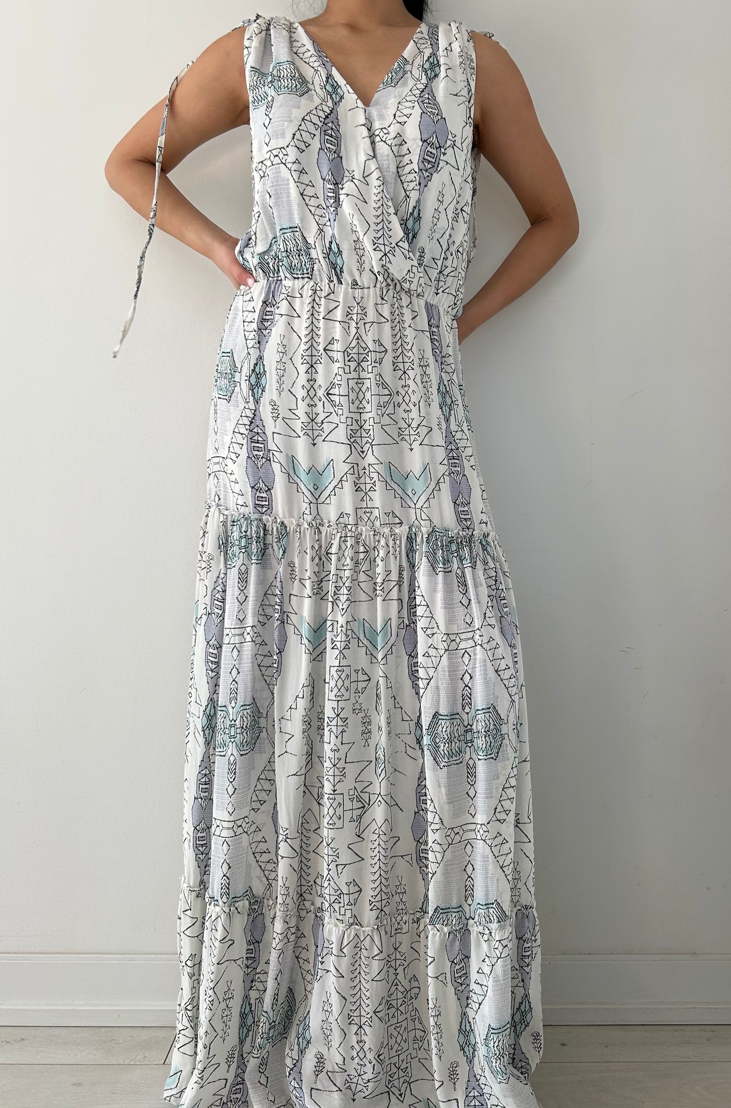 Parker Printed Tiered Sleeveless Maxi Dress - Small