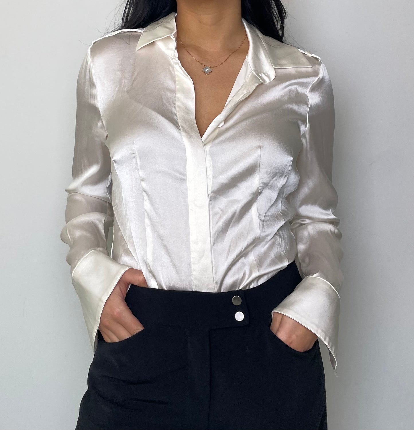 Sandra Angelozzi White Silk Blouse - Small