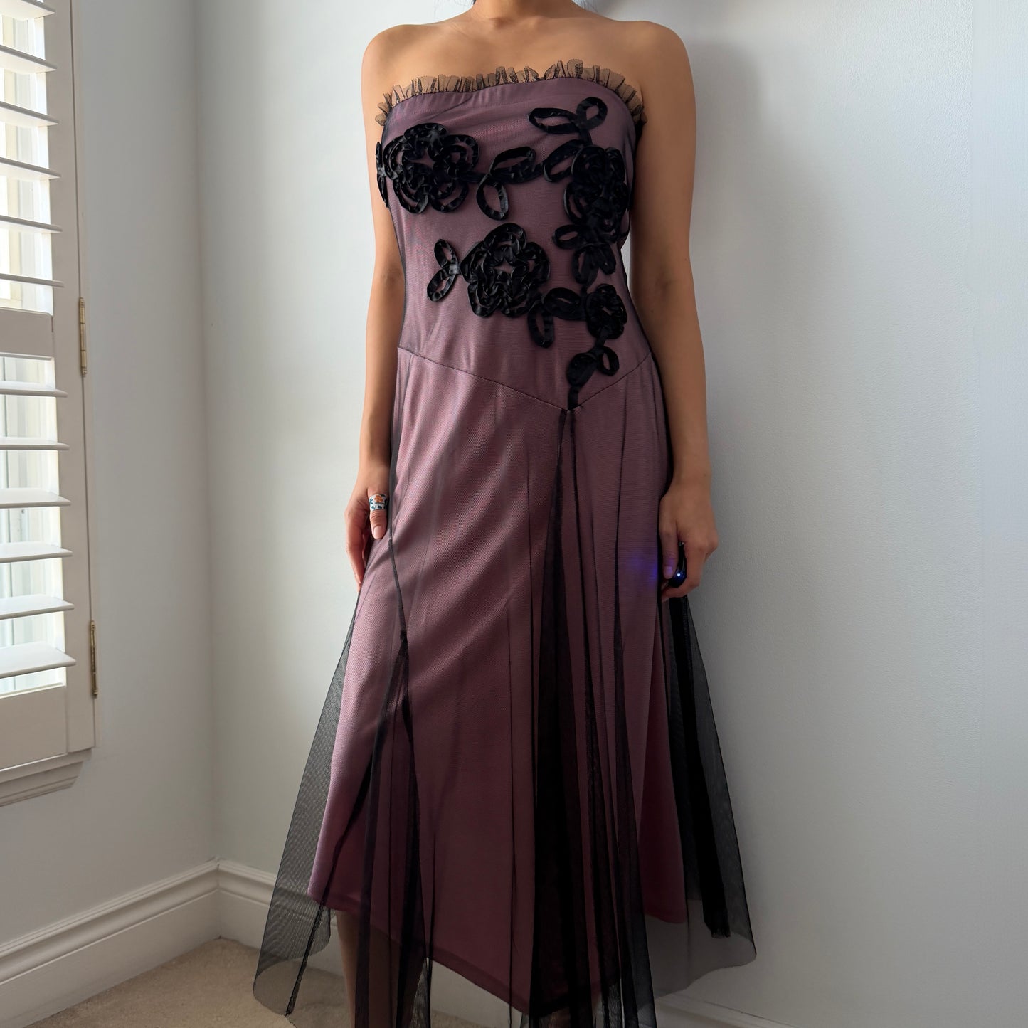 90s Made in Canada Pink Strapless Evening Gown - Medium