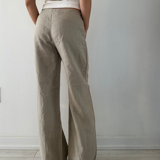 Sarah Pacini Beige Linen Pants - Medium