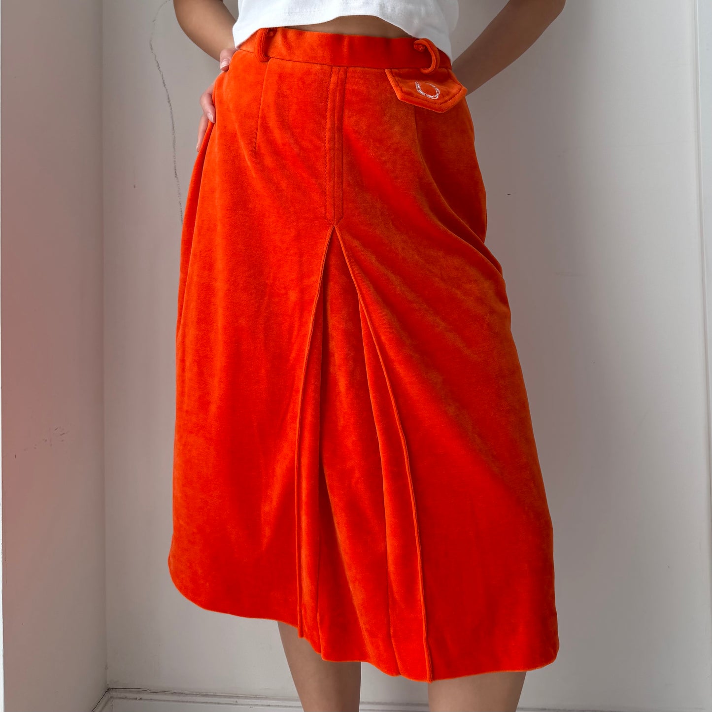 1980s Made in Japan Orange Terry Cloth Skirt - X-Small