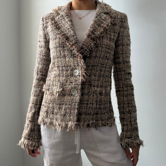 Made in USA Tweed Wool, Mohair, and Alpaca Blend Blazer - Small