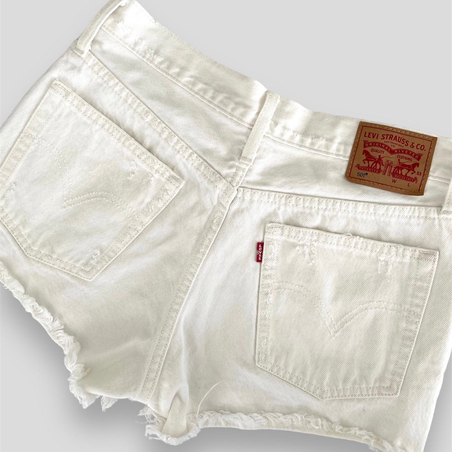 Levi’s 501 White Denim Cutoff Shorts - W28 (Fits Like W30)