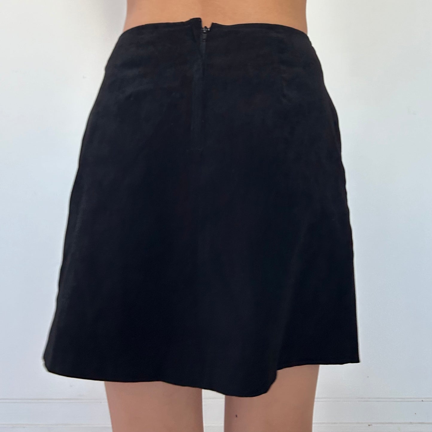 Vintage Made in Canada Dalmys Black Slit Leg Mini Skirt - Small