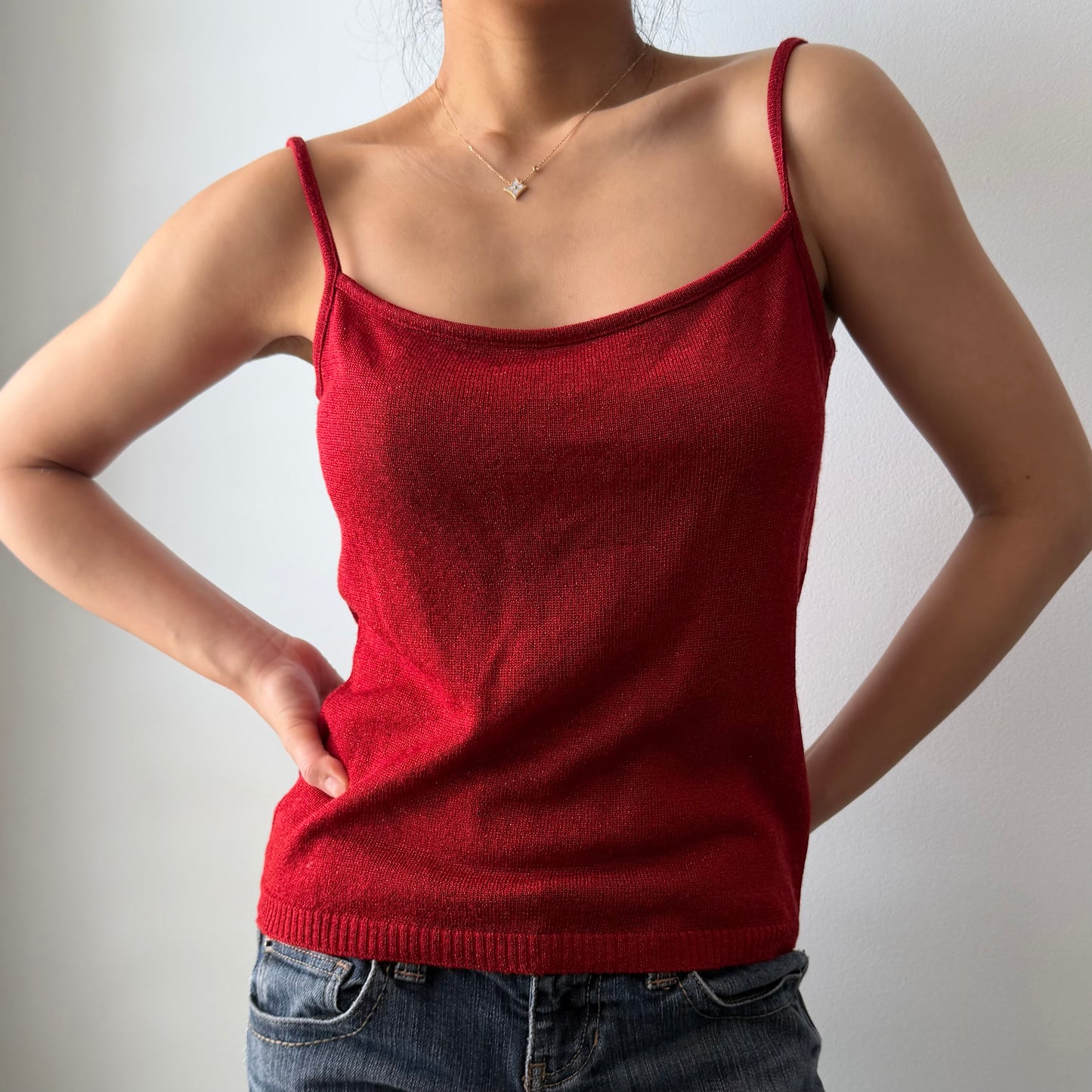 Riccardo Nanni Red Metallic Wool Knit Tank - Medium