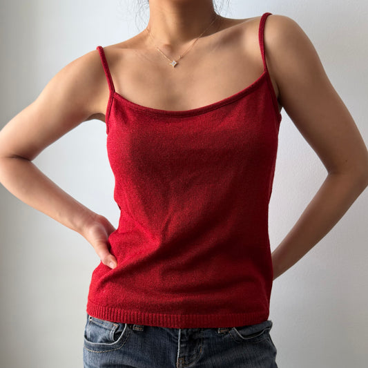 Riccardo Nanni Red Metallic Wool Knit Tank - Medium