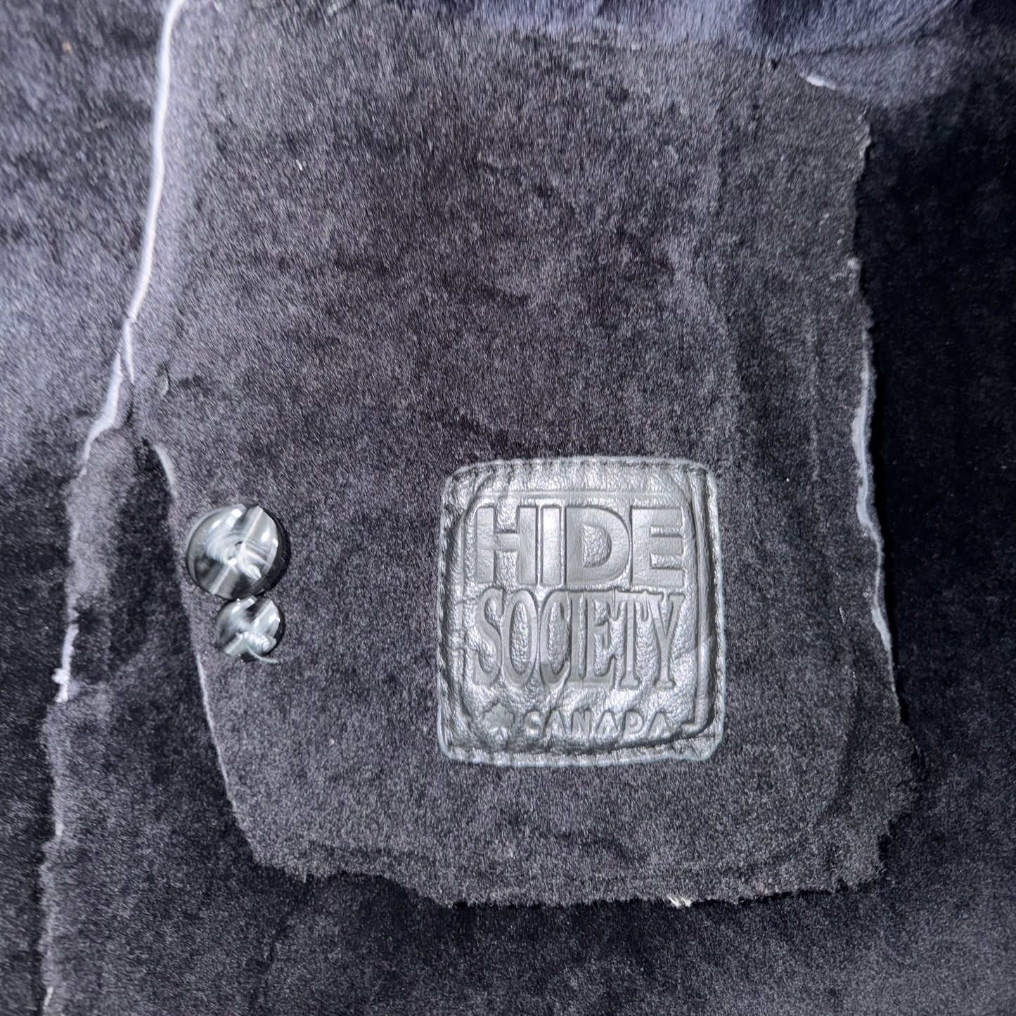 1990s HiSO Charcoal Panelled Genuine Sheepskin Coat - Large