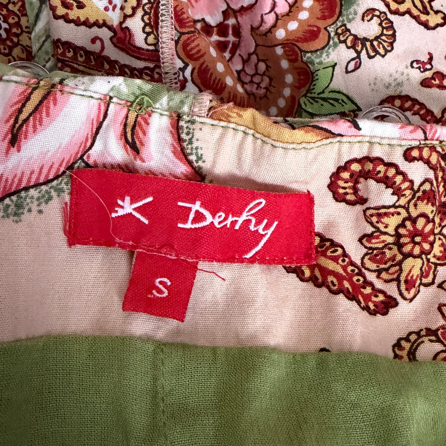2000s French Label René Derhy Green Paisley Corset-Style Sundress - Small