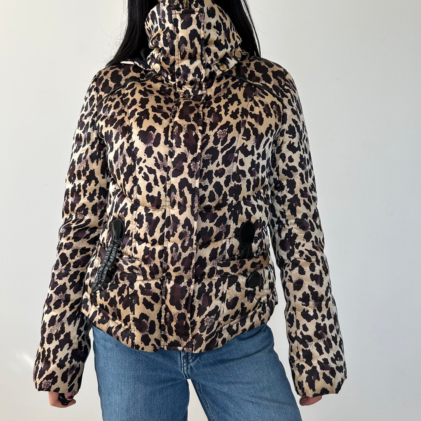 Girdear Leopard Print Hooded Puffer Jacket - Medium