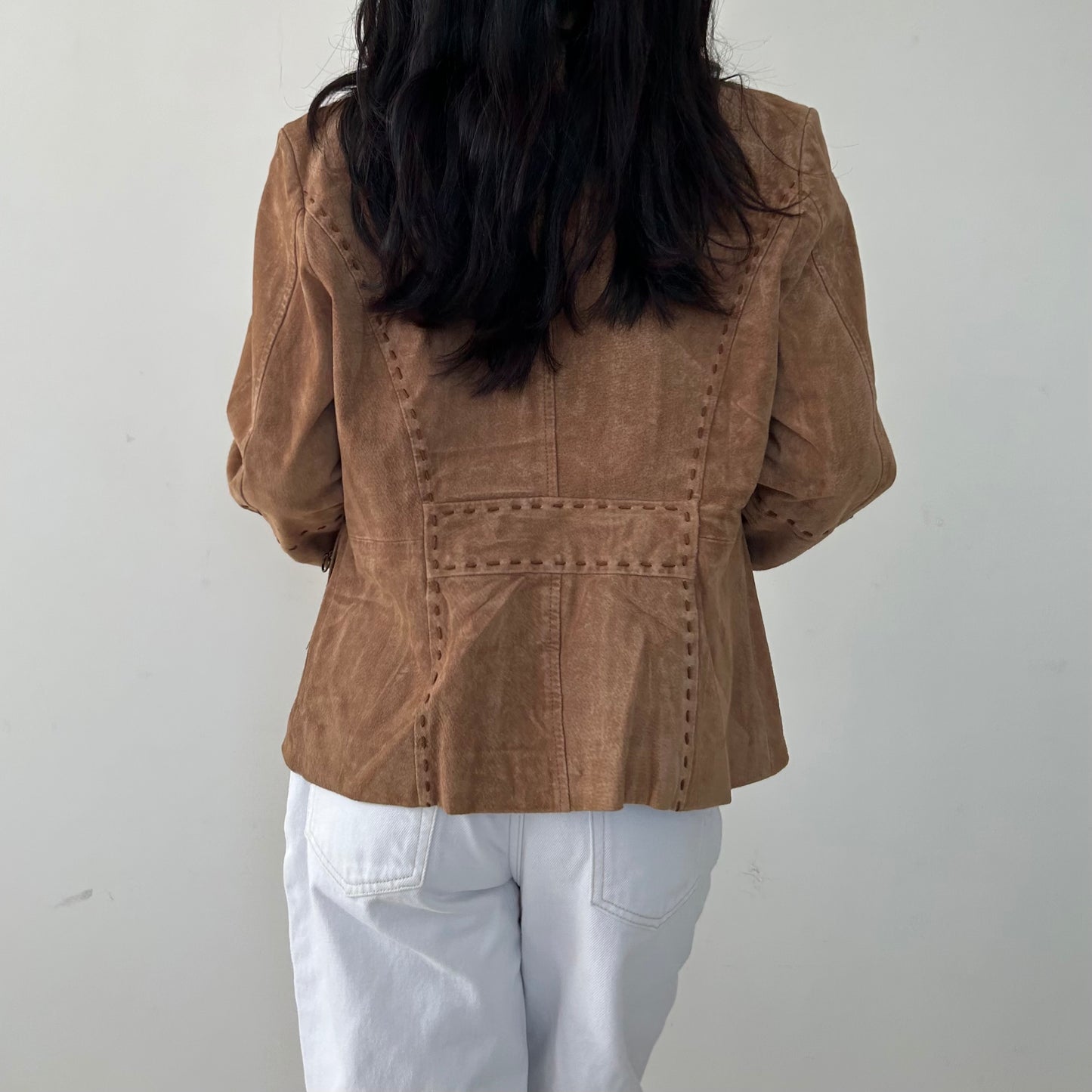 Brown Suede Full-Zip Jacket - Medium