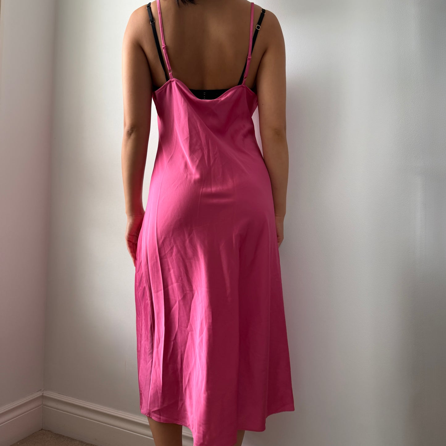 Sunday Best Pink Satin Midi Slip Dress - Medium