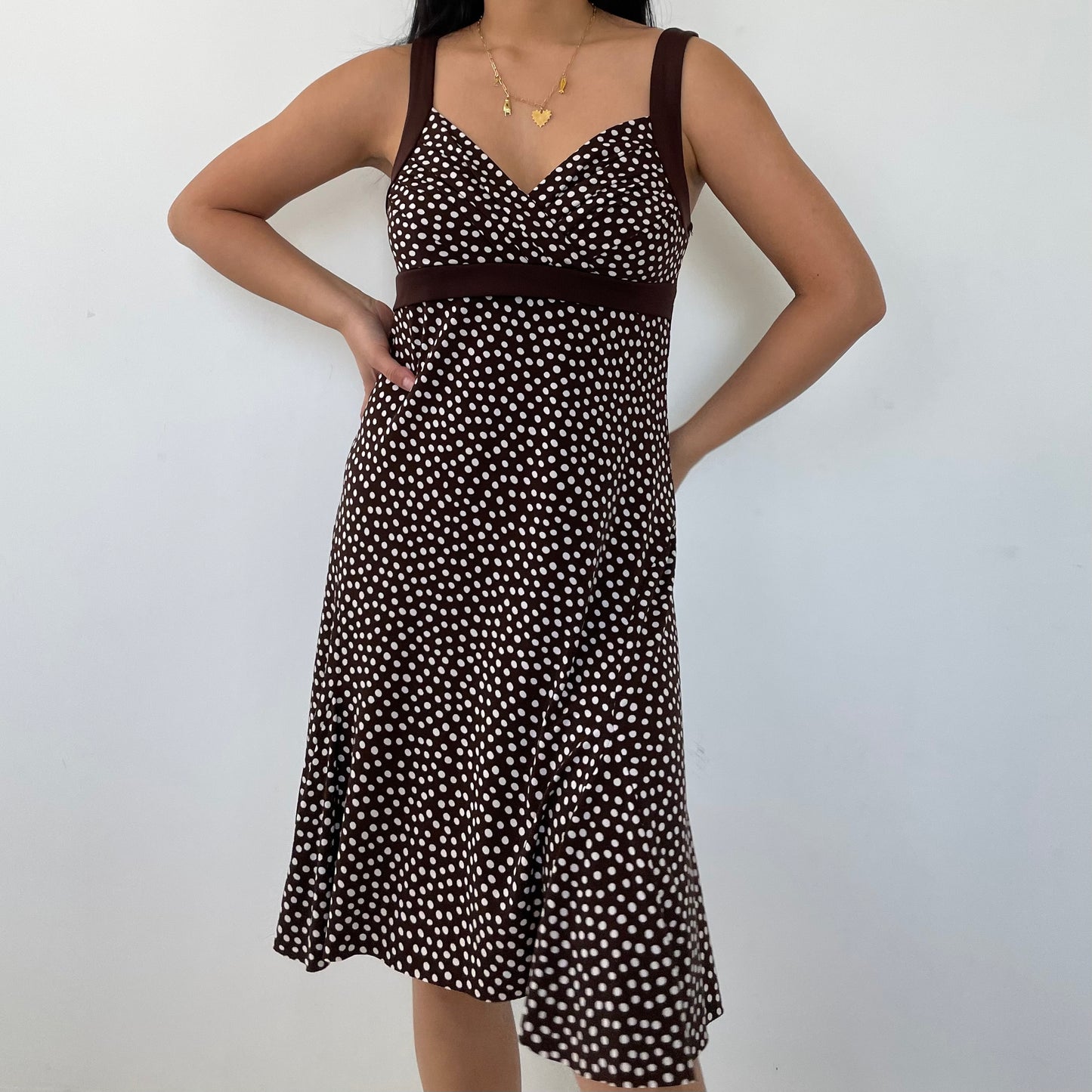 Vintage 1990s Jessica Made in Canada Brown Polka Dot Dress - Medium