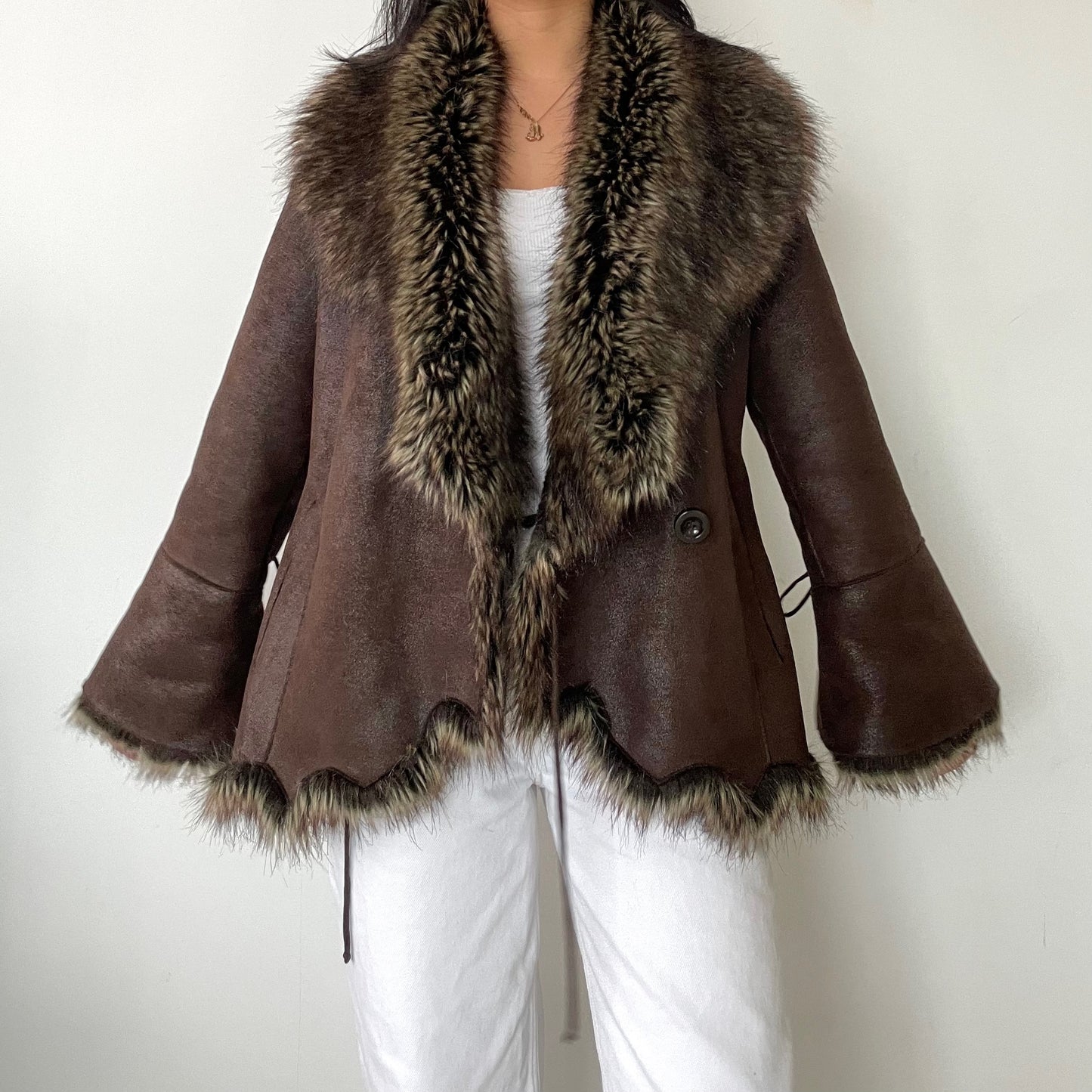 Novelti for Laura Petites Brown Afghan Jacket - Small