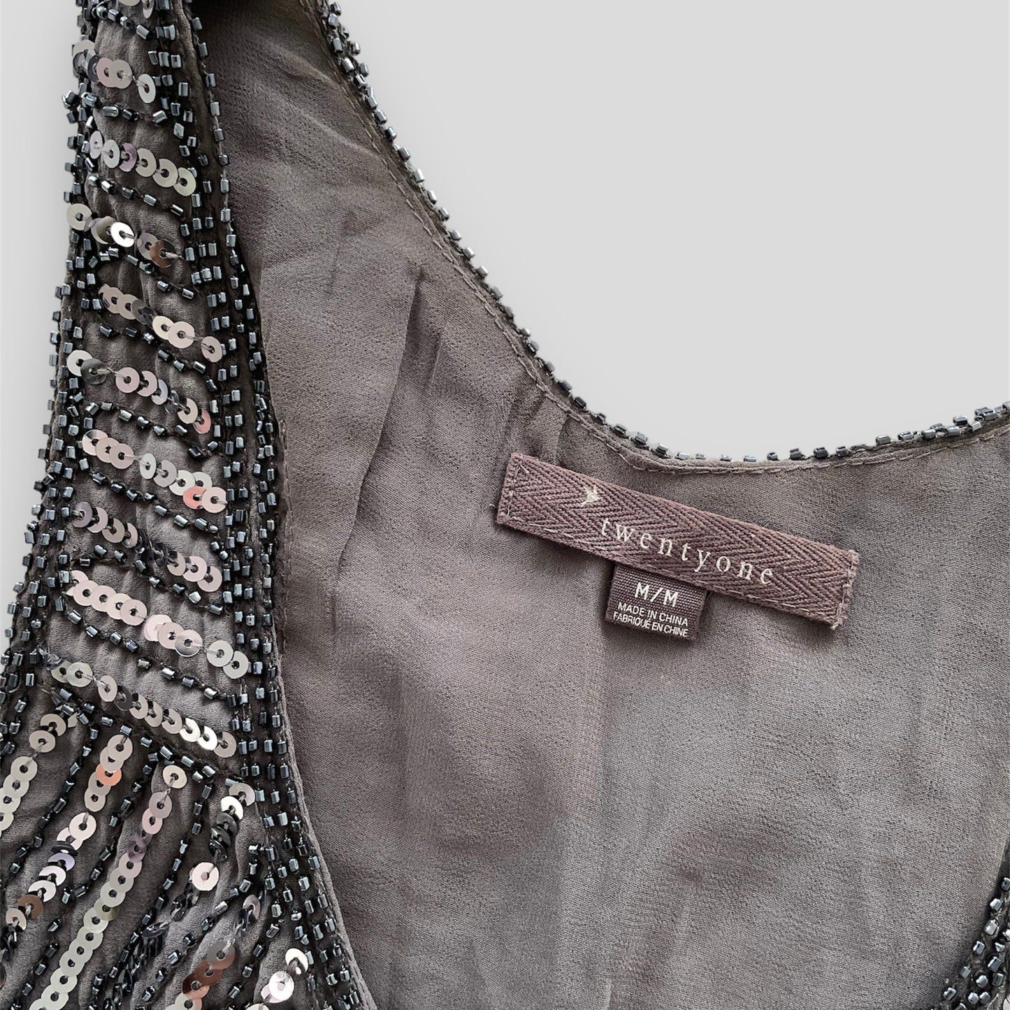 Y2K Grey Sparkly Sequin Vest - Medium