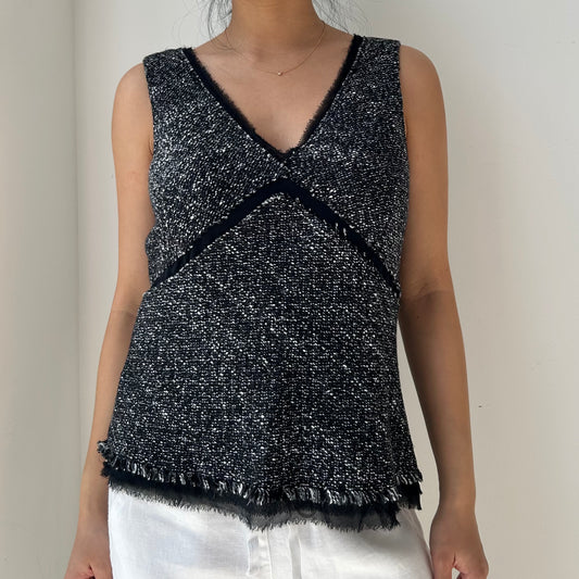 Lafayette 148 Black Wool and Silk Tweed Tank - Medium