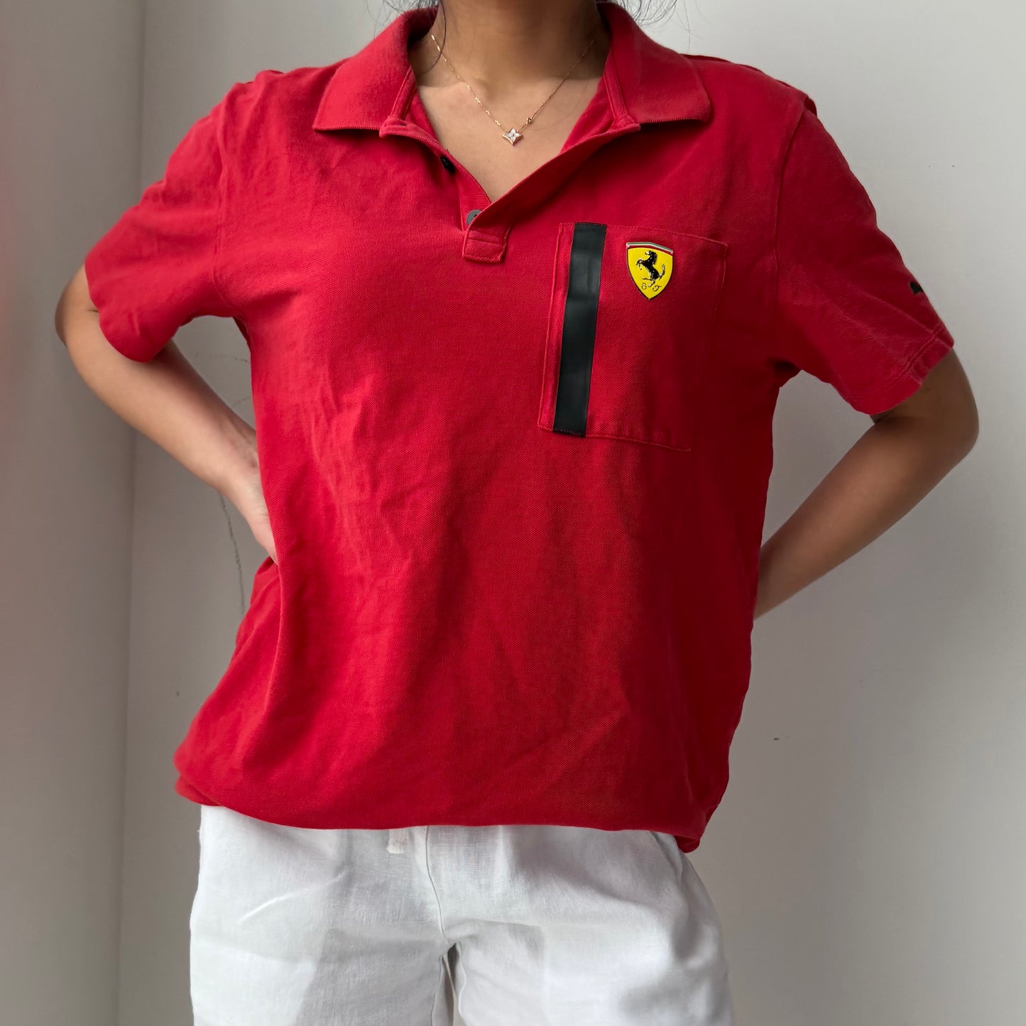 Scuderia Ferrari by Puma Red Logo Polo Shirt - Medium