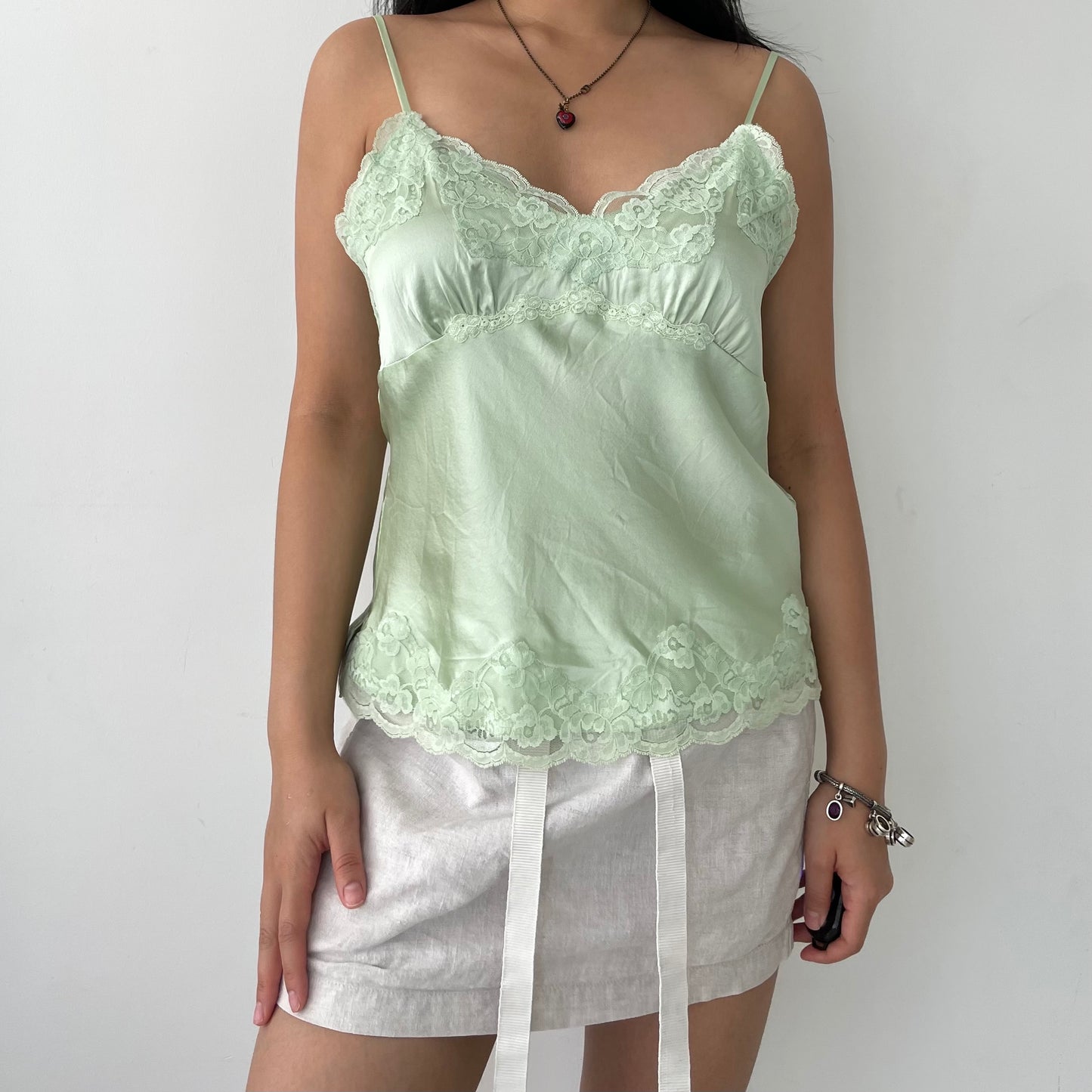 I.N.C. International Concepts Green Silk Cami Top - Small