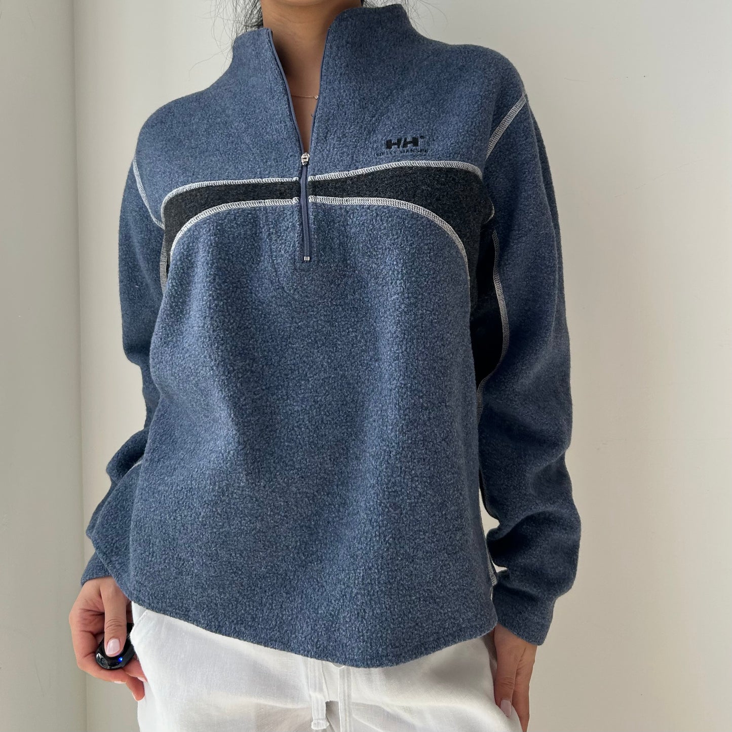Vintage Helly Hansen Blue Fleece Quarter Zip - Large