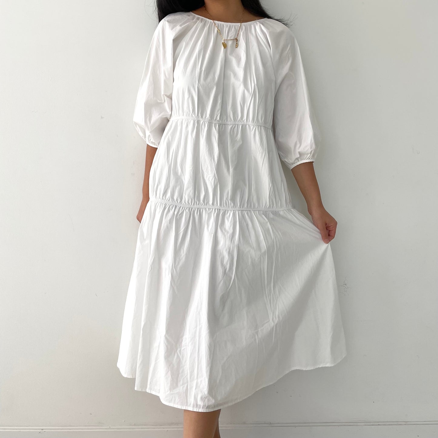 White Tiered Maxi Dress - Small