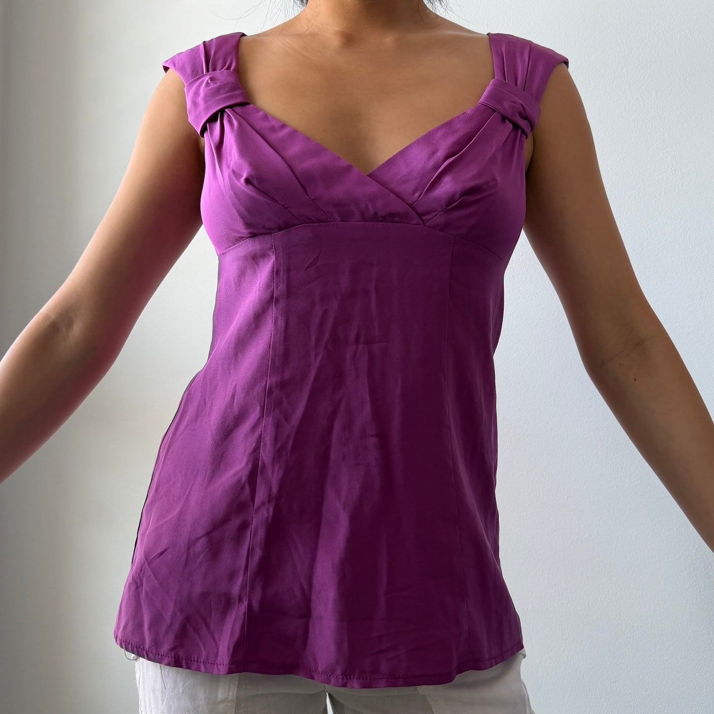 Nanette Lepore Silk Magenta Sleeveless Blouse - X-Small