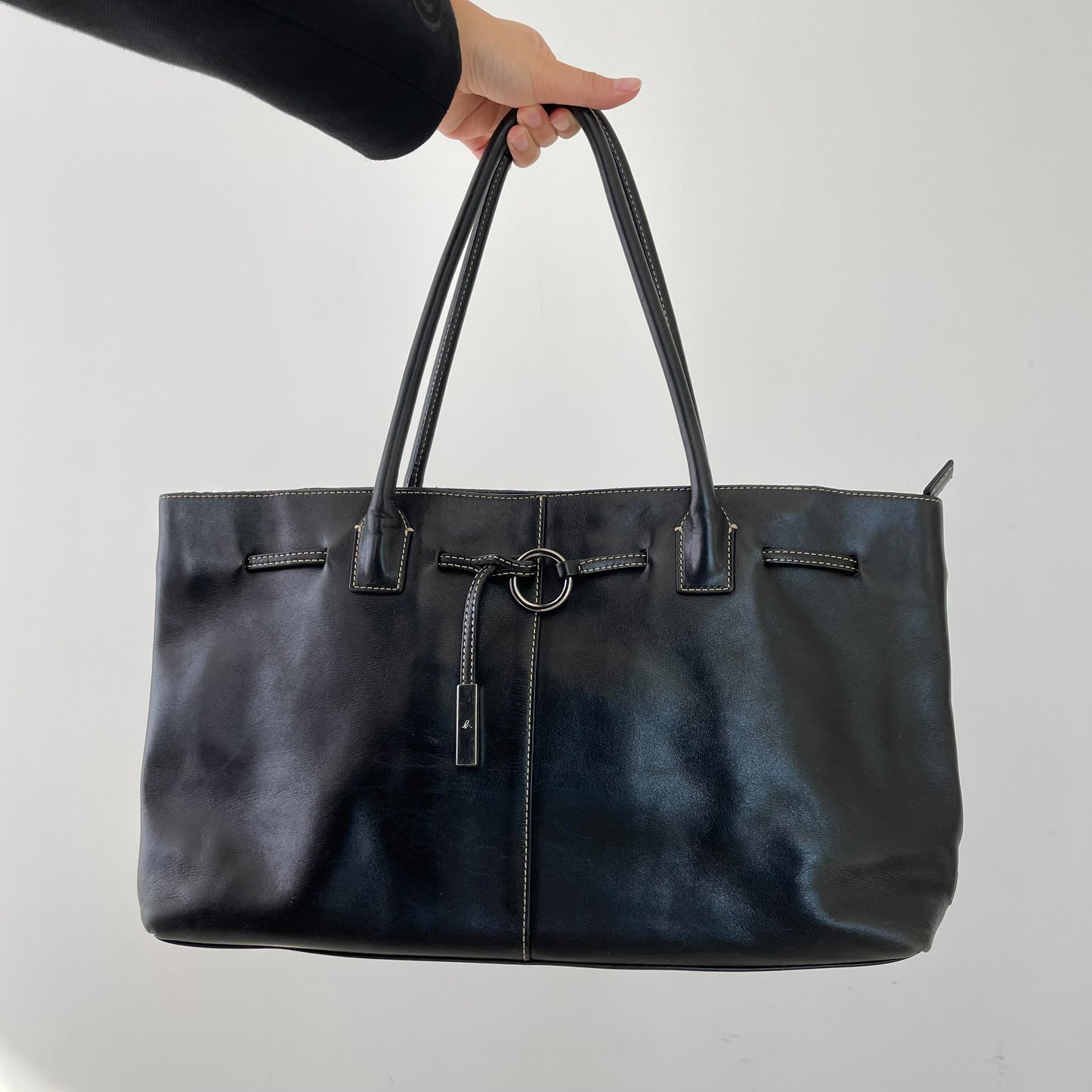 Agnès B. Voyage Black Leather Tote