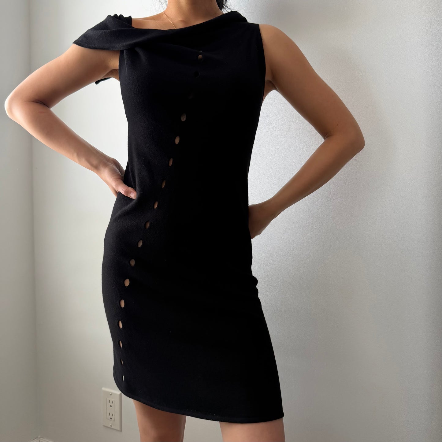 Sarah Pacini Black Cutout Mini Dress - Medium