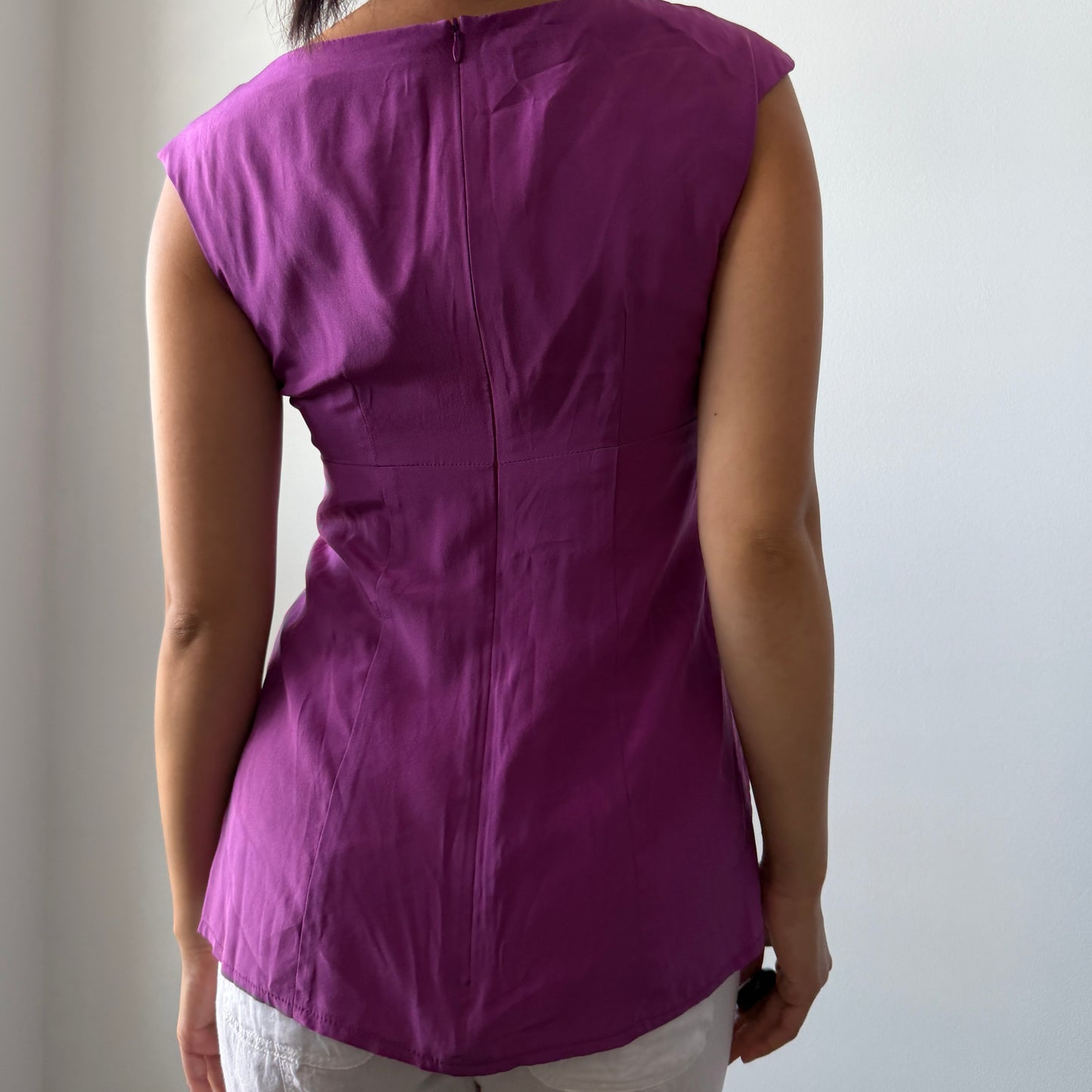 Nanette Lepore Silk Magenta Sleeveless Blouse - X-Small
