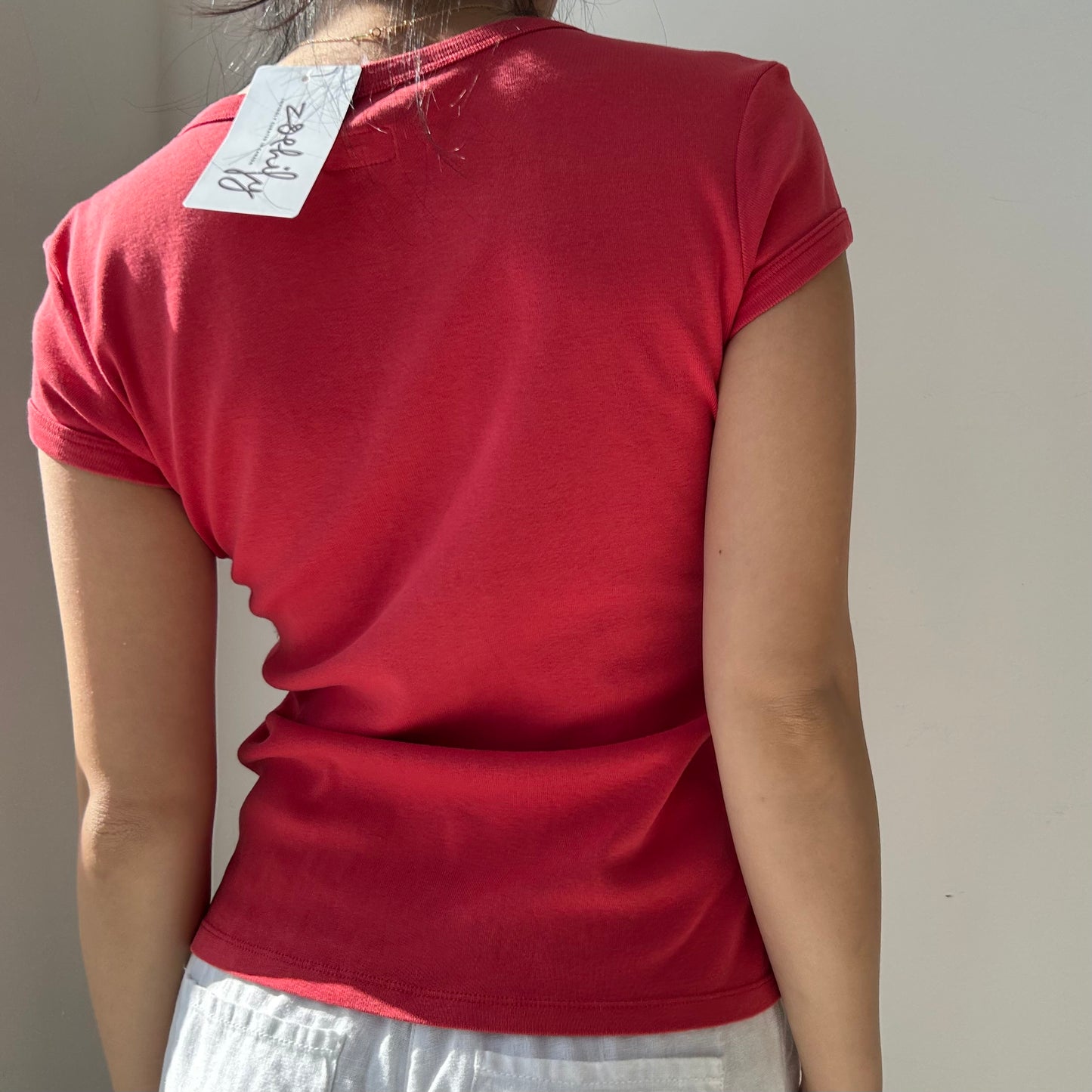 Vintage 90s Armani Jeans Red Diamante Tee - Medium