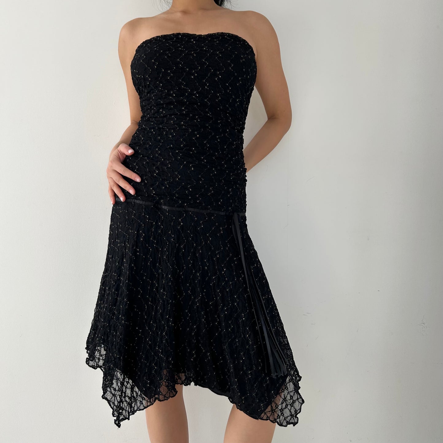 1990s Le Château Made in Canada Black Strapless Dress - Small