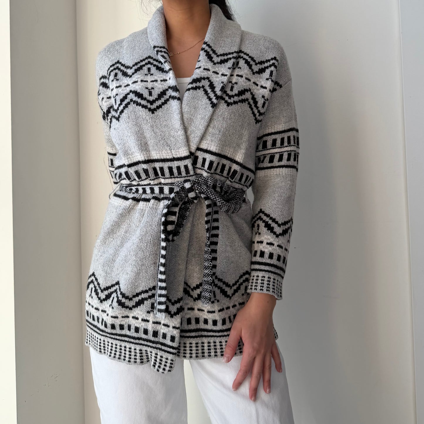 Rachel by Rachel Roy Grey Wool Blend Wrap Cardigan - X-Small