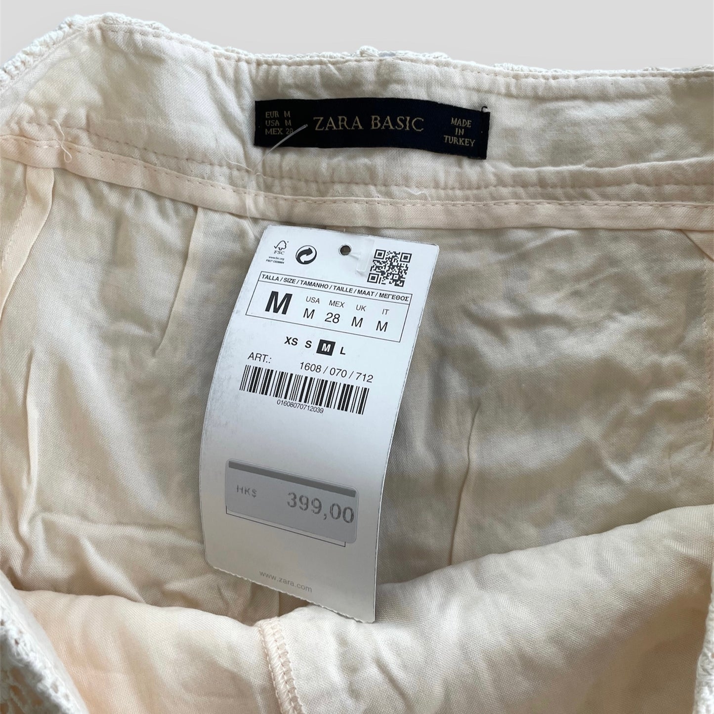 BNWT Old Label Zara Cream Lace Wrap Skort - Medium