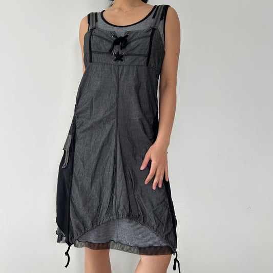 Black Layered Utility Dress - Medium