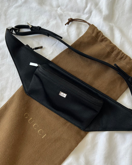 S/S 2001 Gucci by Tom Ford Mini Black Satin Waist Bag