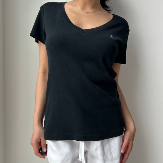 Ralph Lauren Sport Black V Neck Tee - Large