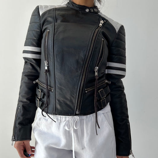 Ralph Lauren Denim & Supply Colourblock Leather Moto Jacket - X-Small