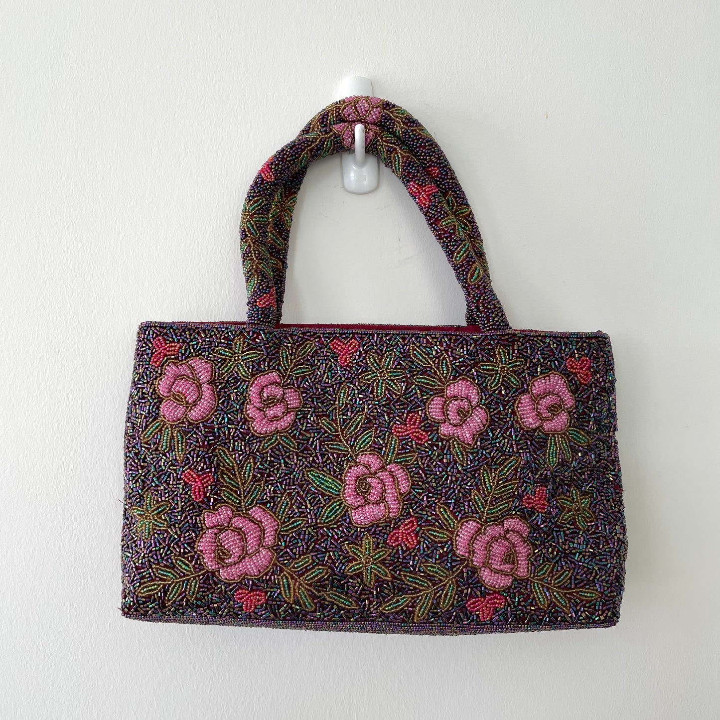 Purple Floral Beaded Bag