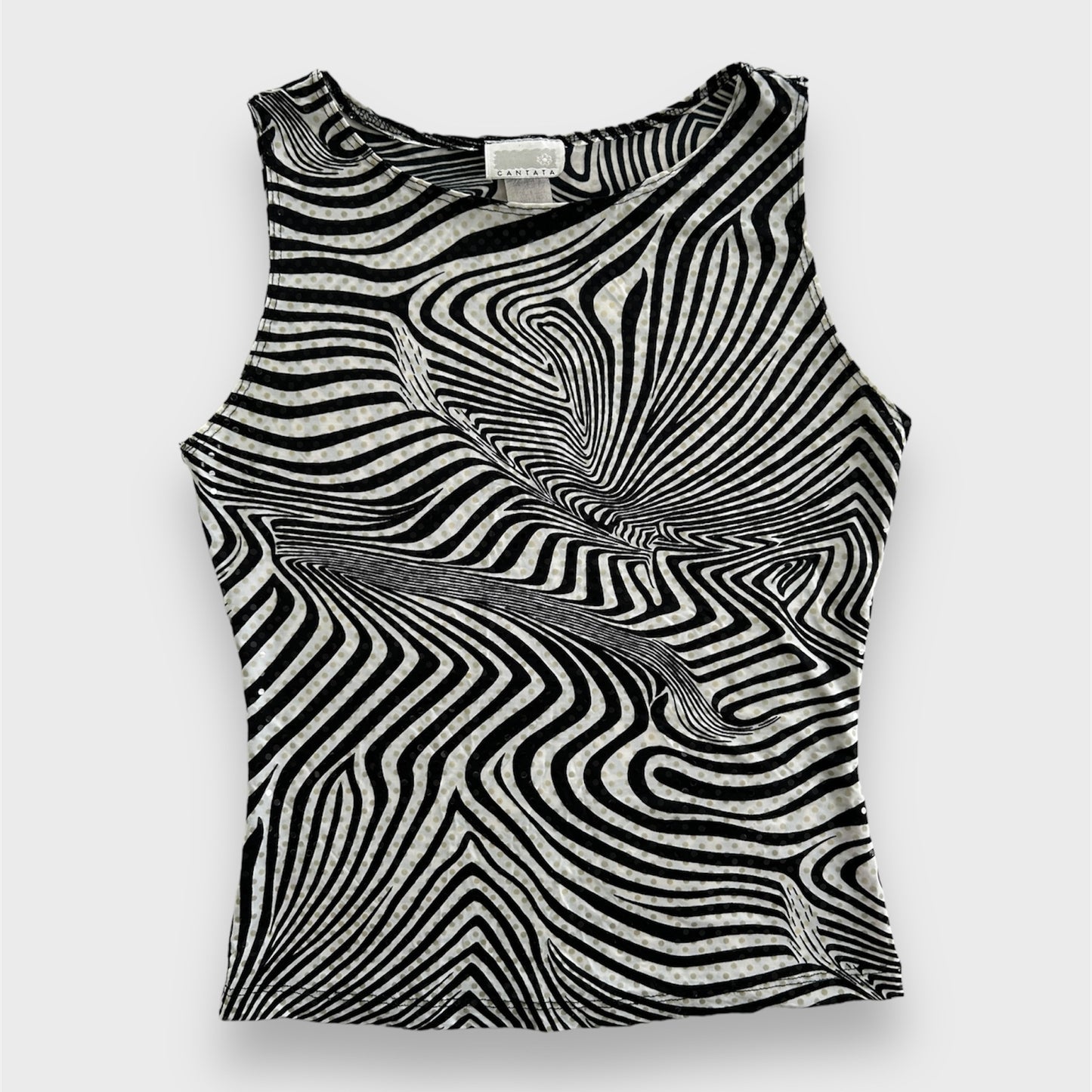 Vintage 90s Made in USA Zebra Print High-Neck Tank - Small