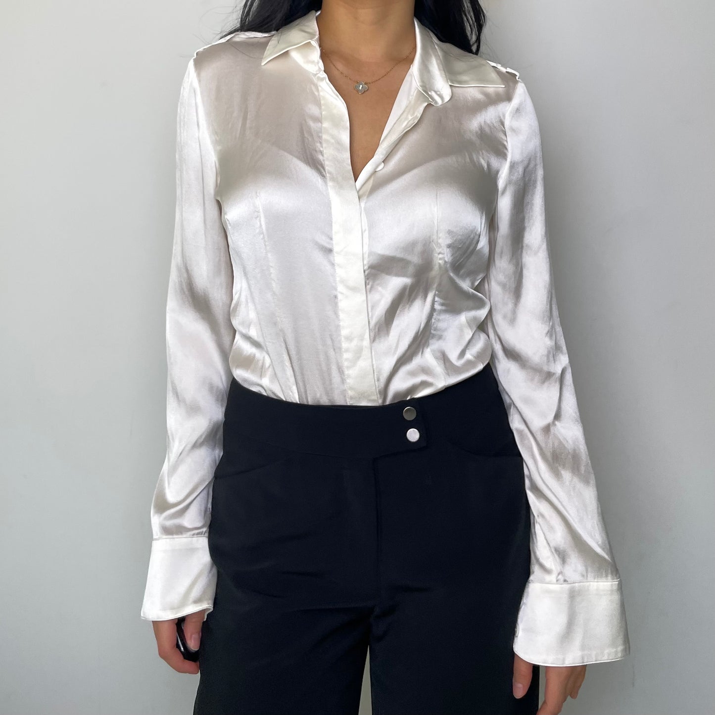 Sandra Angelozzi White Silk Blouse - Small